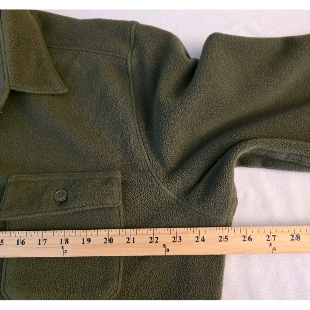 Lot 2 LL Bean Men Red Green Fleece Full Button Shirt Jacket‎ Sweater Large TALL